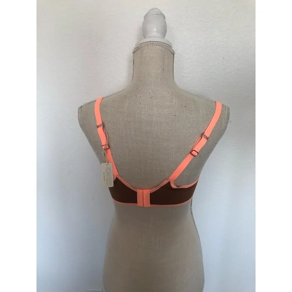 Aerie Smoothez Brown and Coral Unlined Underwire Full Coverage Bra 38DD